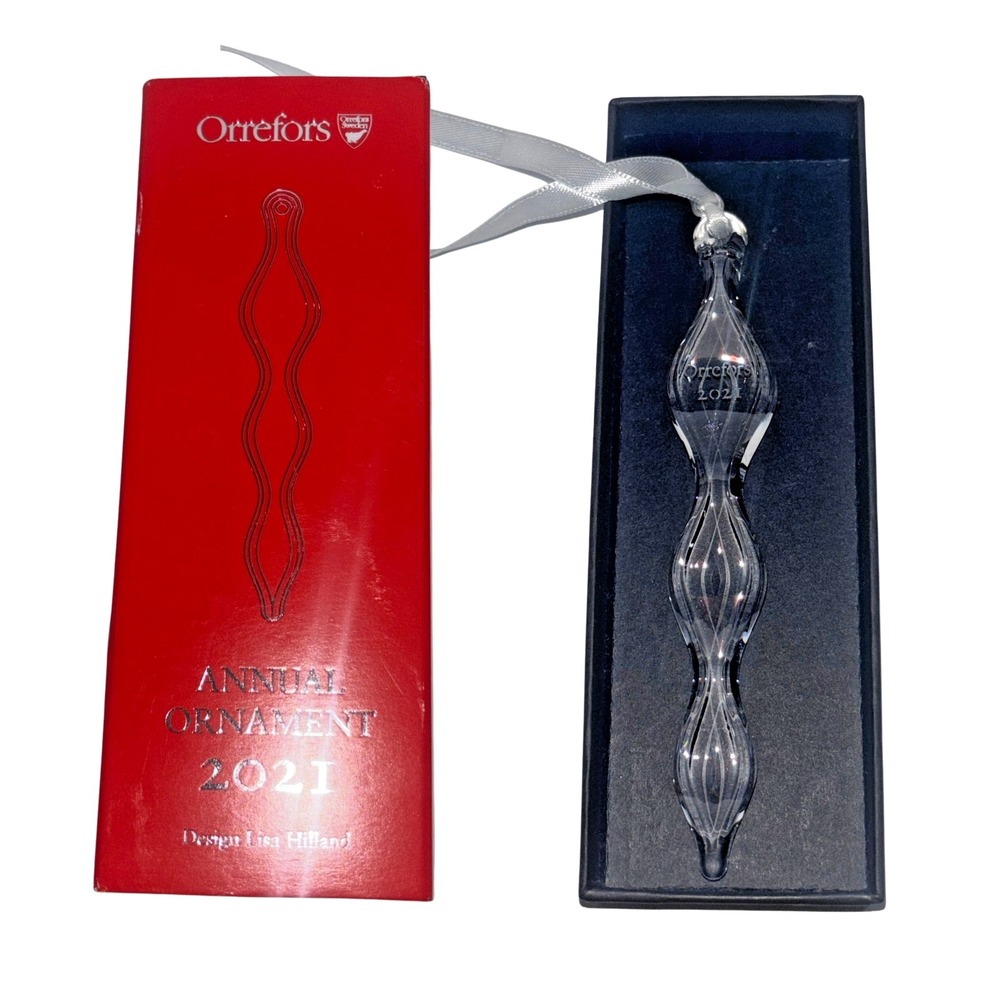 Orrefors 2021 Annual Crystal Ornament Lisa Hilland Sweden Glass Icicle Box NIB